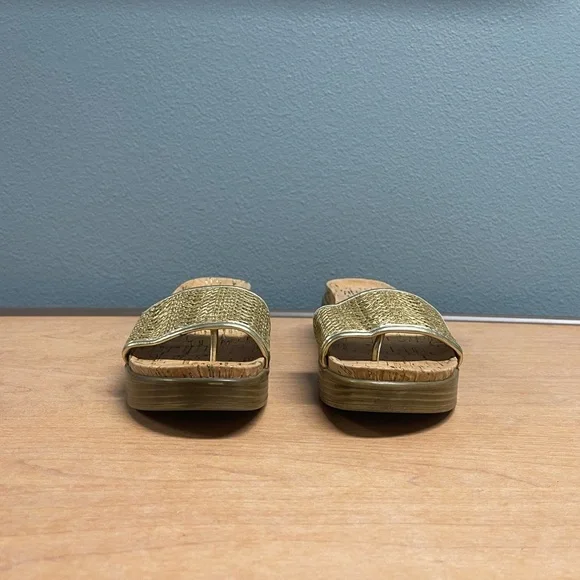 Donald J. Pliner Gold Braided Cork Slide Sandals - Picture 2 of 4